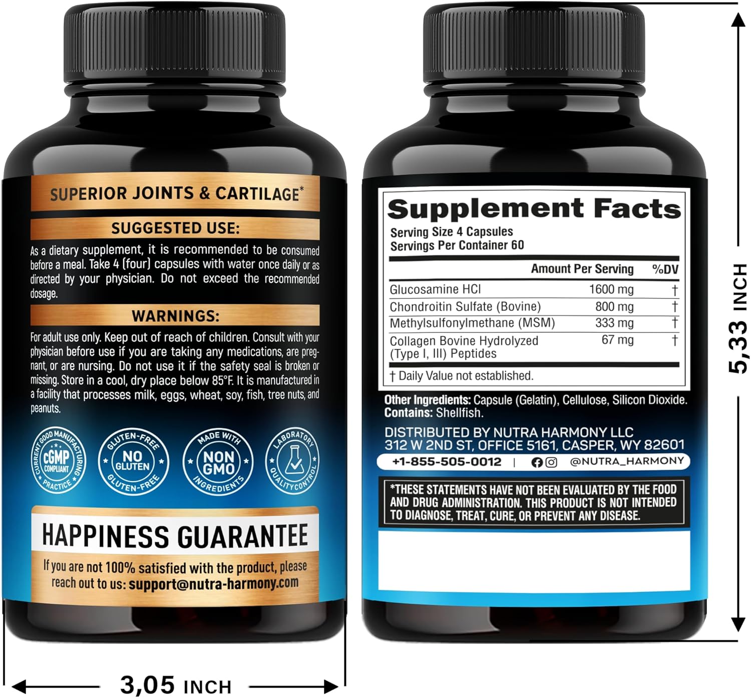 Glucosamine Chondroitin Msm Collagen | Fsa Hsa Eligible | Joint Support Supplement 2800 Mg | Made In Usa | Fsa Approved Product Items | Flexibility Nutritional Vitamins | For Men & Women, 120 Capsules