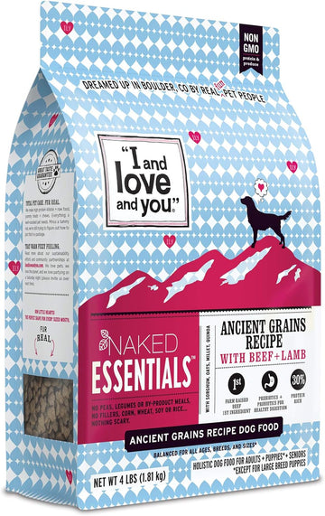 I and love and you Naked Essentials Ancient Grains Dry Dog Food - Lamb + Beef - High Protein, Real Meat, No Fillers, 4lb Bag