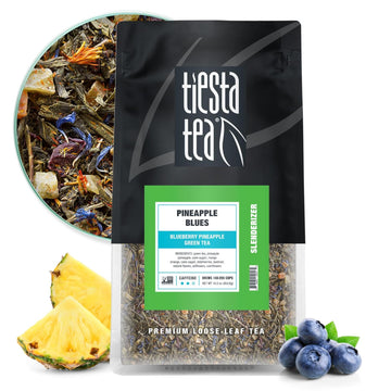 Tiesta Tea - Pineapple Blues, Blueberry Pineapple Green Tea, Premium Tropical Loose Leaf Tea, Medium Caffeinated, 200 Cups -16Oz Resealable Bulk Pouch