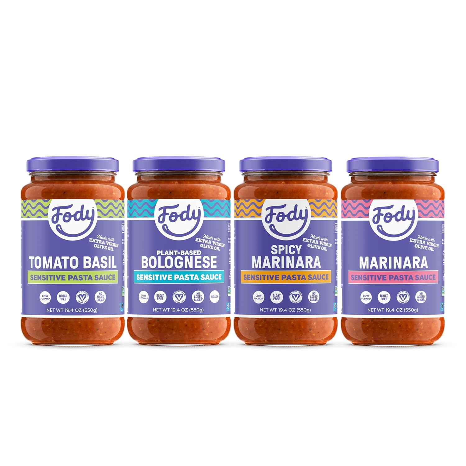 Fody Foods Tomato Basil Pasta Sauce, 19.4 Oz, Garlic And Onion Free, Low Fodmap Certified, Gut & Ibs Friendly, Vegan, Non-Gmo, Gluten Free, Kosher