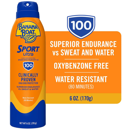 Banana Boat Sport Ultra Spf 100 Sunscreen Spray, 6Oz | Sport Sunscreen Spray Spf 100, Banana Boat Sunscreen Spf 100 Spray, High Spf Sunscreen, Water Resistant Sunscreen, 6Oz
