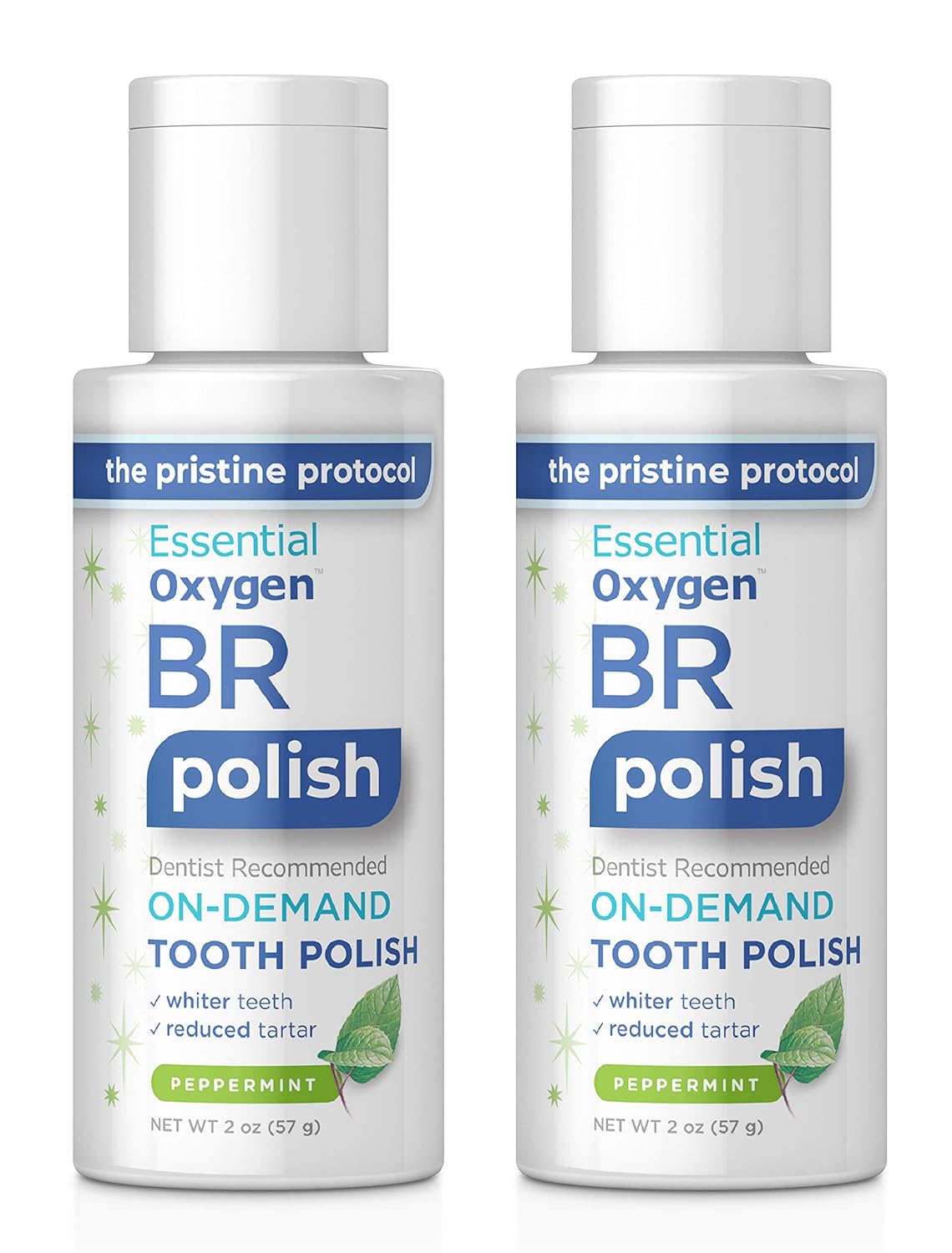 Essential Oxygen BR On-Demand Tooth Polish, Peppermint, White,2 Ounce (Pack of 2)