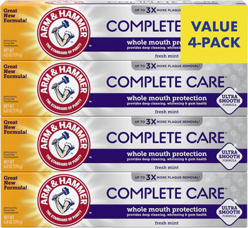 Arm & Hammer Complete Care Toothpaste, Fresh Mint Flavor, Whole Mouth Protection, 6.0Oz (4-Pack)