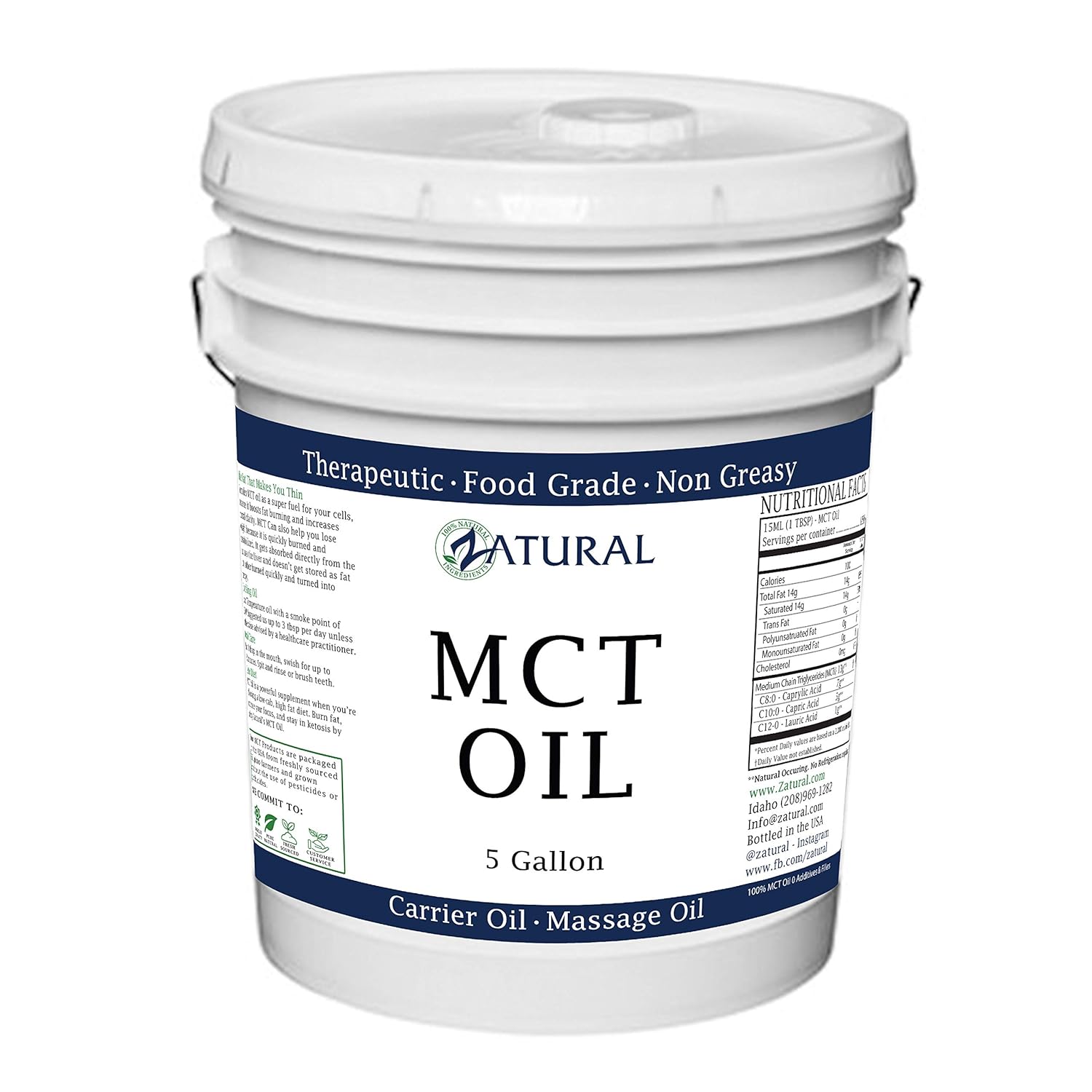 Pure Mct Oil, Carrier Oil, Massage Oil, Hydrating Oil, Hair Oil, Food And Therapeutic Grade, 640 Oz