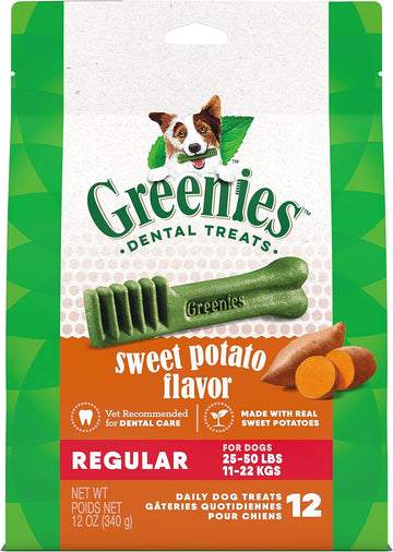 Greenies Regular Natural Dog Dental Treats, Sweet Potato Flavor, 12 Oz. Pack (12 Treats)