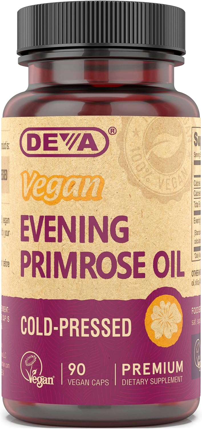 Deva Vegan Evening Primrose Oil, Cold-Pressed, Unrefined, 90 Capsules, 1-Pack