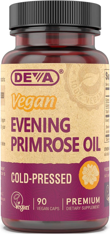 DEVA Vegan Evening Primrose Oil, Cold-pressed, Unrefined, 90 Capsules, 1-Pack