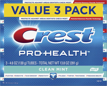 Crest Pro-Health Smooth Formula Toothpaste, Clean Mint, 4.6 Oz, 3 Count