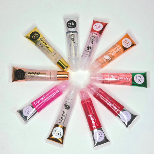 Bundle Of 10 Lip Glosses - Gold, Rose Gold, Clear, Rosehip, Coconut, Mango, Strawberry, Bubble Gum, And Cherry Hydrating Lip Glosses With Vitamin E And A Glossy Finish (Peach)