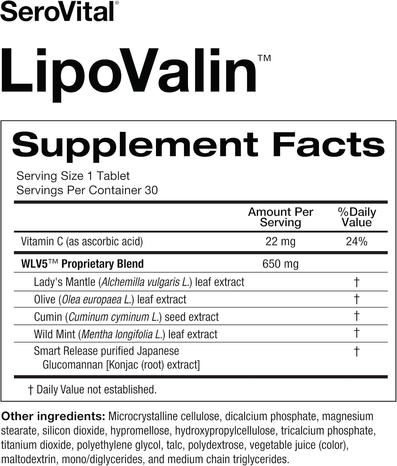 Serovital® LipoValin™ Clinically Validated Weight Loss Pills for Women – Diet Pill, Appetite Suppressant, Stimulant-Free Weight Loss Supplement - 30 Tablets : Health & Household