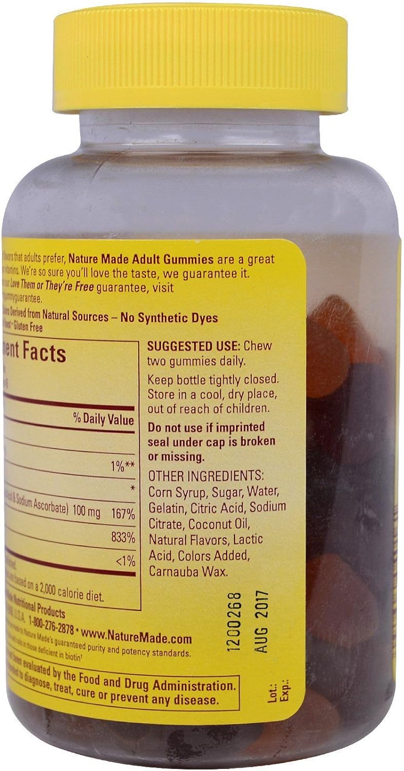 Nature Made Hair, Skin, Nails Adult Gummies Mixed Berry, Cranberry & Blueberry - 90 Gummies, Pack of 4 : Health & Household