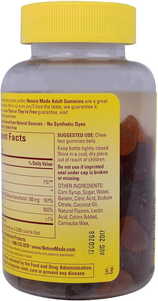 Nature Made Hair, Skin, Nails Adult Gummies Mixed Berry, Cranberry & Blueberry - 90 Gummies, Pack of 4 : Health & Household
