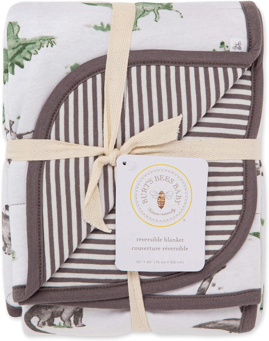 Burt'S Bees Baby - Reversible Blanket, Nursery, Stroller & Tummy-Time Organic Jersey Cotton Quilted Infant & Toddler Bedding