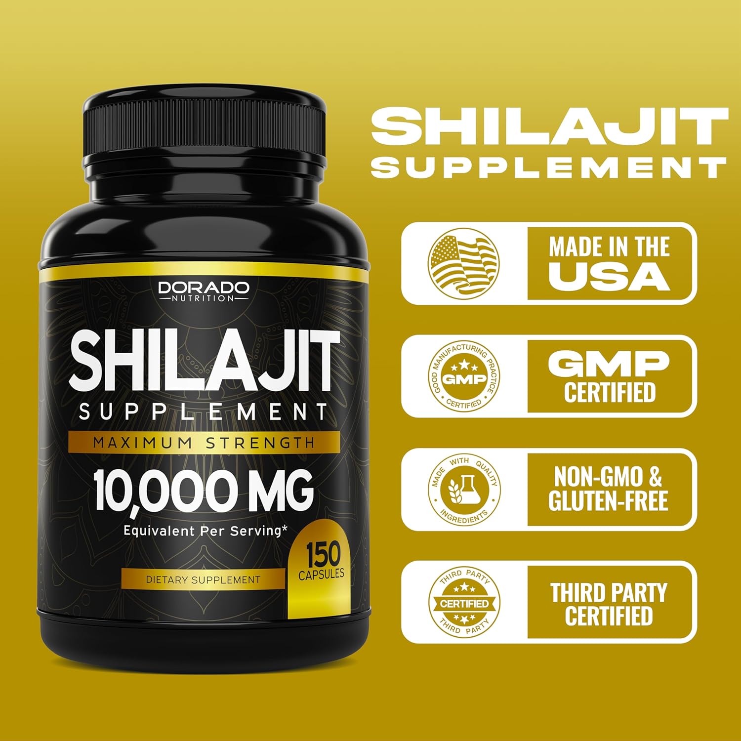 Shilajit Pure Himalayan Capsules 1,000Mg (150 Capsules) - Premium Shilajit Capsule For Men - (High In Trace Minerals, No Fillers, Manufactured In The Usa) - Non Gmo : Health & Household