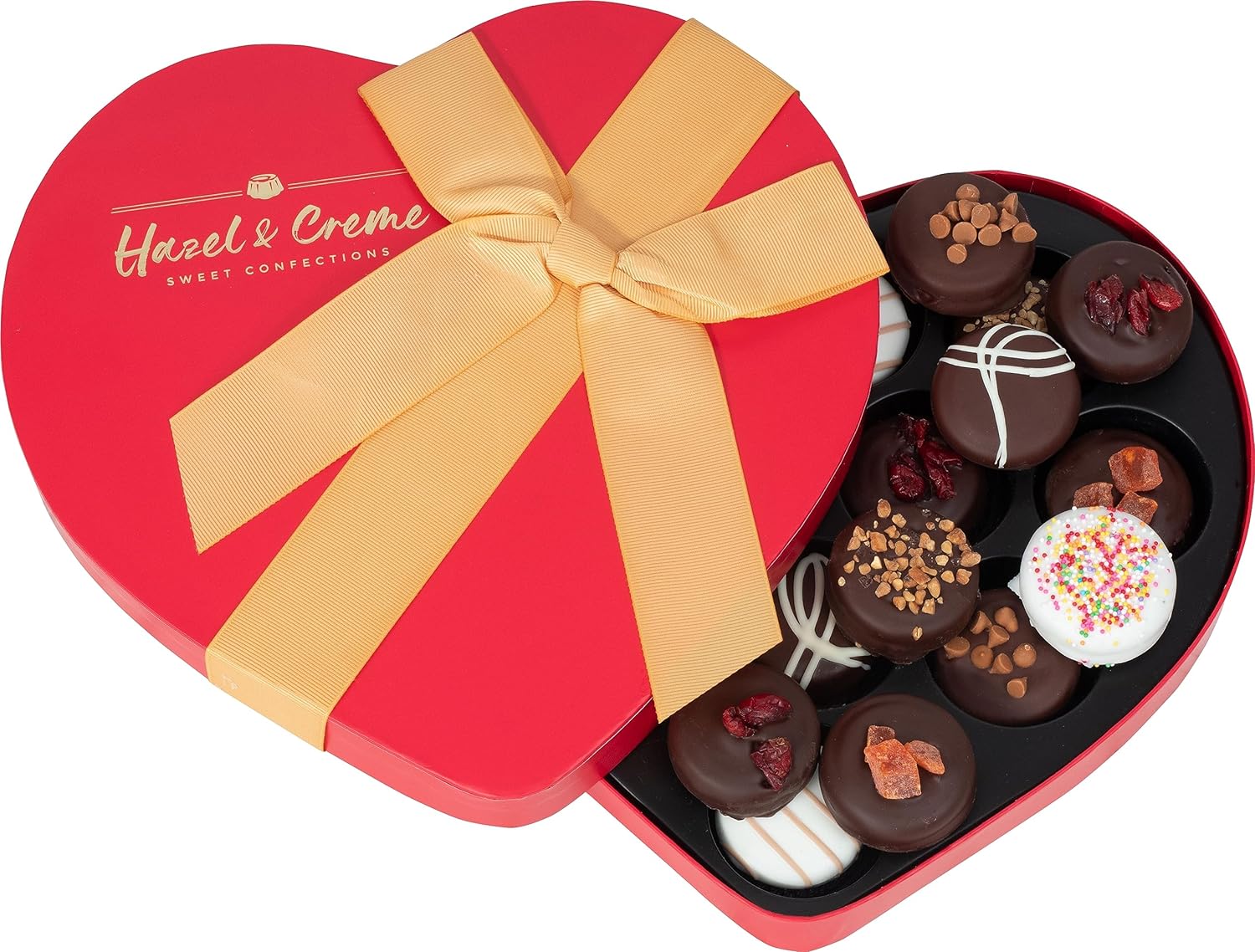 Chocolate Cookie Gift Box - Heart Shaped Chocolate Gift Box - Anniversary Cookie Basket For Him/Her - Engagement, Birthday, I Love You, Thinking Of You