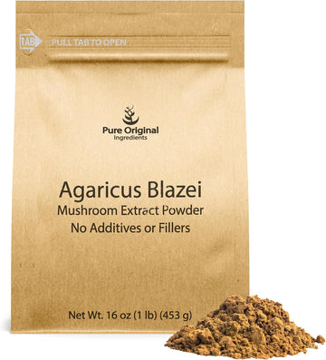 Pure Original Ingredients Agaricus Blazei Mushroom Powder, 1 Lb, Herbal Supplement, No Additives Or Fillers