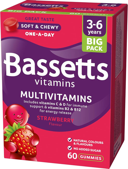 Bassetts Vitamins 3-6 Years Strawberry Flavour Multivitamins 60 Gummies
