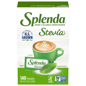 Splenda Stevia Zero Calorie Sweetener, Plant Based Sugar Substitute Granulated Powder, Single Serve Packets, 140 Count