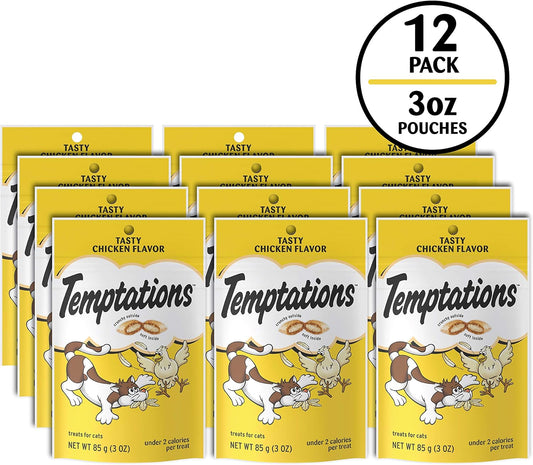 Temptations Classic Crunchy And Soft Cat Treats Tasty Chicken Flavor, 3 Oz. Pouch (Pack Of 12)