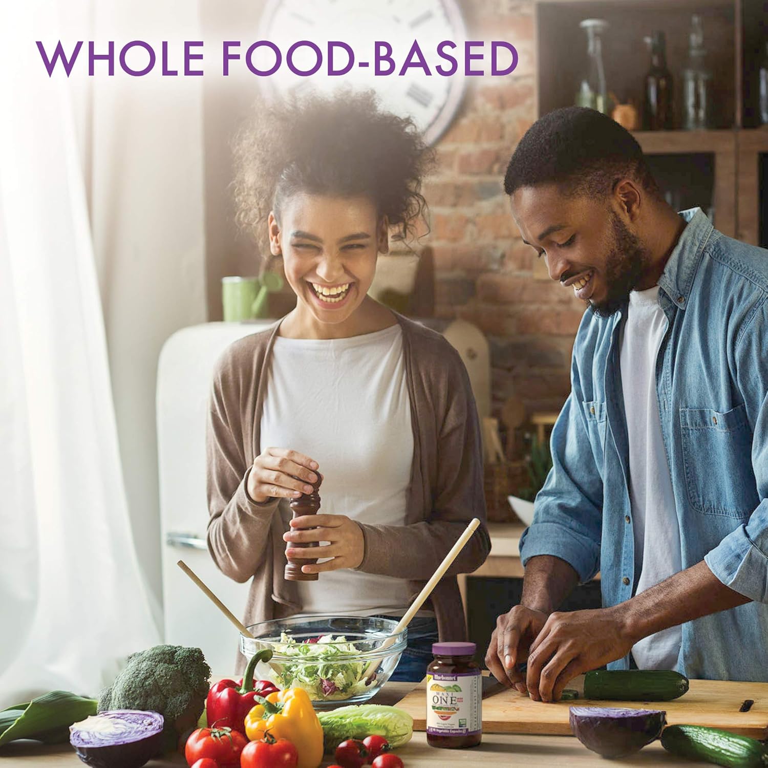 Bluebonnet Nutrition Maxi One (Iron-Free), Whole Food Multiple, Enzymes, Energy, Vitality, Gluten-Free, Kosher, Dairy-Free, Vegetarian Friendly, Soy-Free, Non-Gmo, 60 Vegetable Capsule, 2 Month Supply : Health & Household