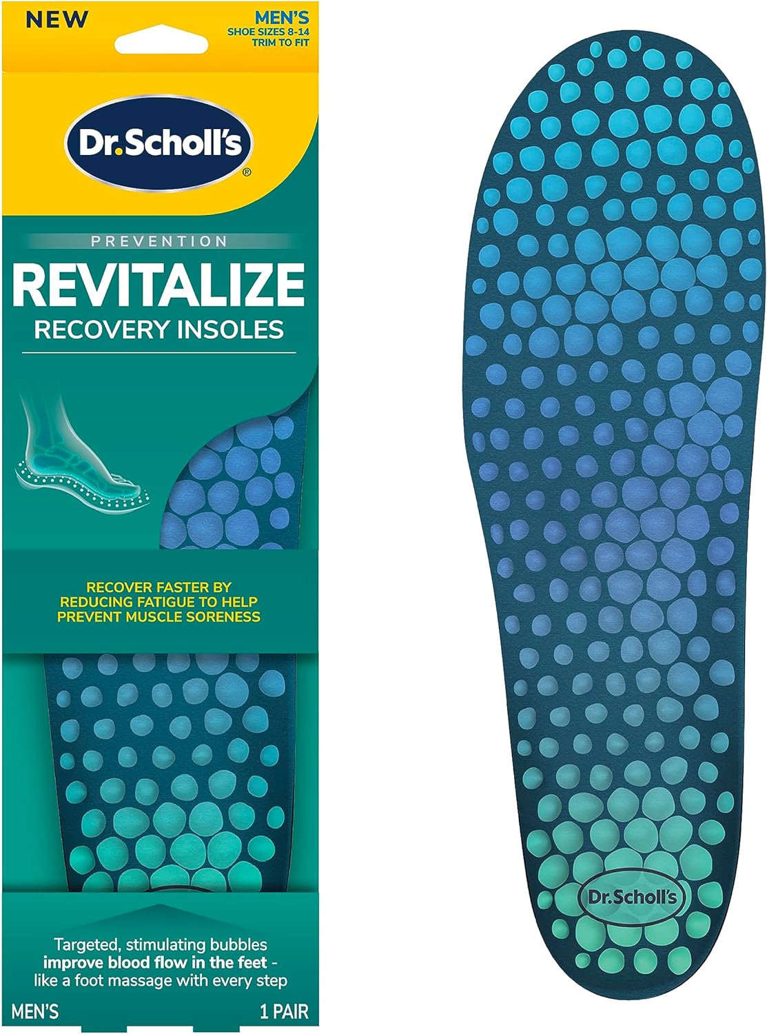 Dr. Scholl's ® Revitalize Recovery Insole Orthotics, Improve Recovery Fast, Reduce Fatigue, Stress, Soreness, Trim to Fit Inserts for Any Shoes, Athletic, Running, Slippers, Casual, Women 6-10, 1 Pair