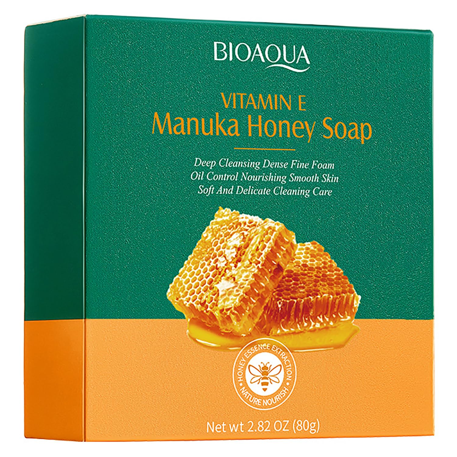Bioaqua Vitamin E Manuka Honey Soap Deep Cleansing Foam Oil Control Nature Nourishing Smooth Moisturizing Skin 80G / 2.82Oz