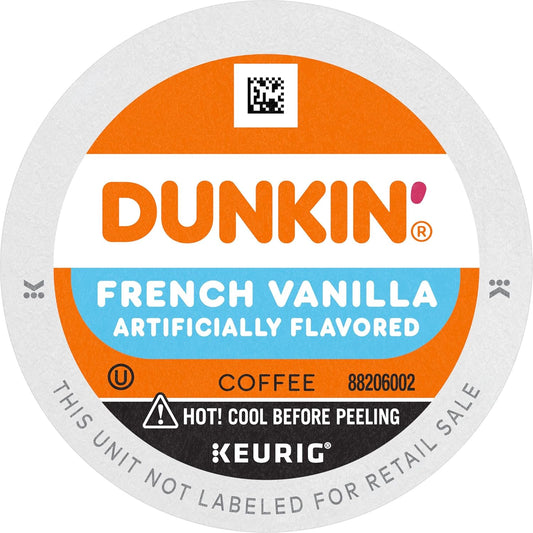 Dunkin' French Vanilla Flavored Coffee, 88 Keurig K-Cup Pods 22 Count(Pack Of 4)