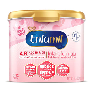 Enfamil A.R. Baby Formula, Added Rice Starch Formula To Reduce Reflux & Spit-Up, Dha For Brain Development, Probiotics To Support Digestive & Immune Health, Baby Milk, 19.5 Oz Tub, 4 Count