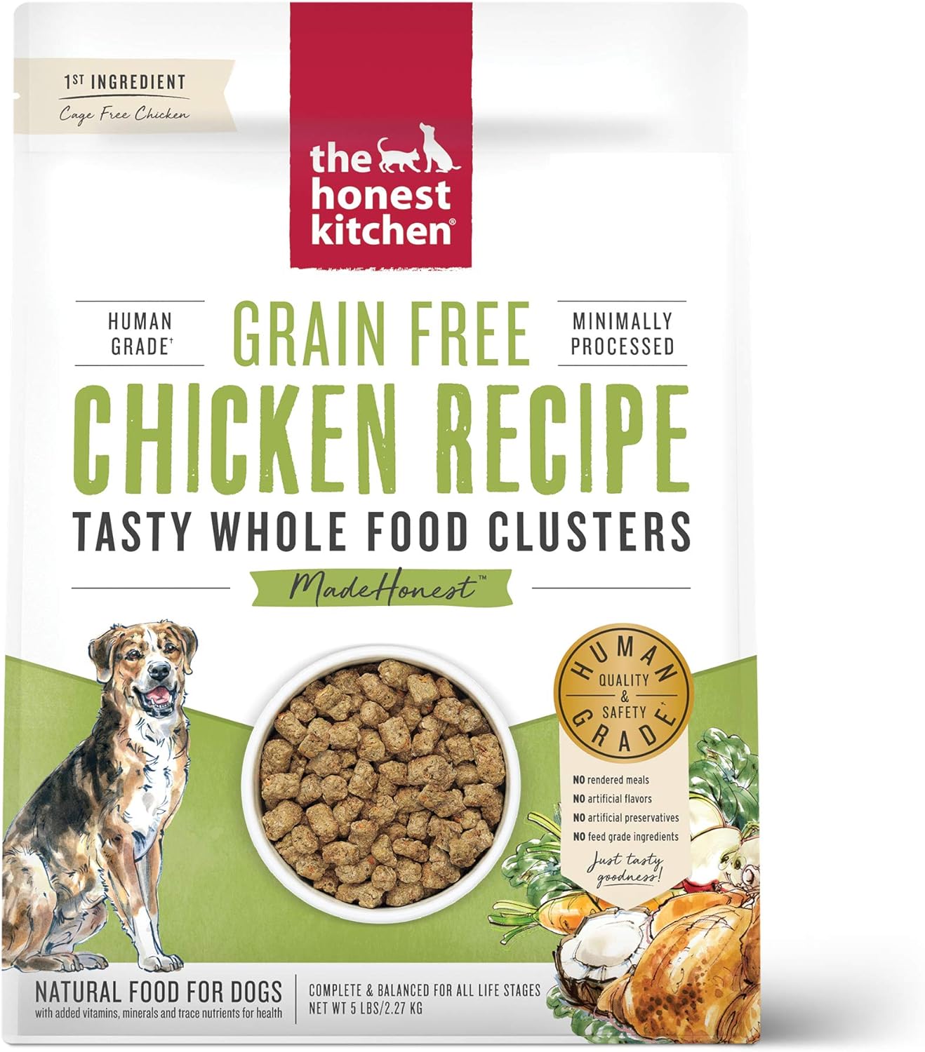 The Honest Kitchen Whole Food Clusters Grain Free Chicken Dry Dog Food, 5 Lb Bag