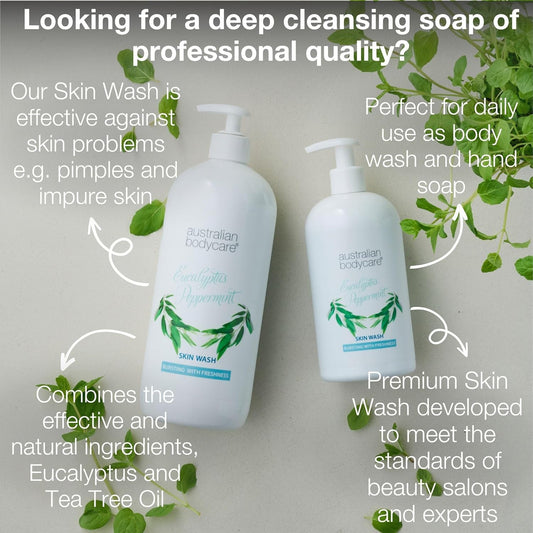 Australian Bodycare Skin Wash Professional 500 Ml | Tea Tree Oil + Eucalyptus Body Wash For The Skin | Relieves Spots And Pimples, Acne, Body Odor & Smelly Feet | Effective After Shaving And Waxing