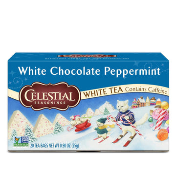 Celestial Seasonings White Tea, White Chocolate Peppermint, Contains Caffeine, 20 Tea Bags (Pack Of 6)