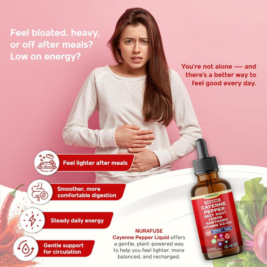 Organic Cayenne Pepper, Beet Root, Lemon, Hawthorn, Vitamin K2+D3 Liquid Drops – 1500Mg Per Serving, Ultra Potent, Usa Made & Lab Tested – 2 Fl Oz (60Ml)