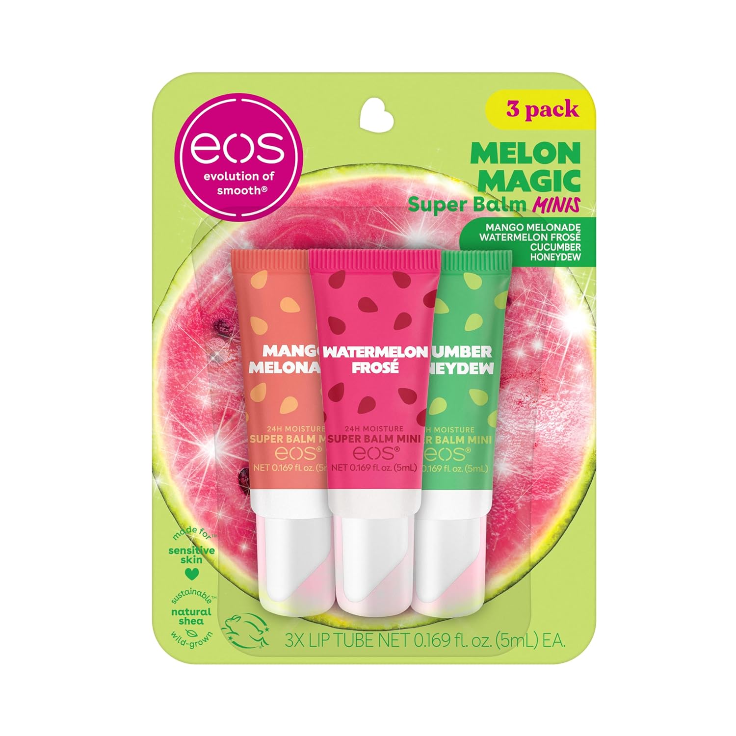 eos 24H Moisture Super Balm Minis- Melon Magic, Limited-Edition Lip Mask, Variety Pack, 0.169 fl oz, 3-Pack