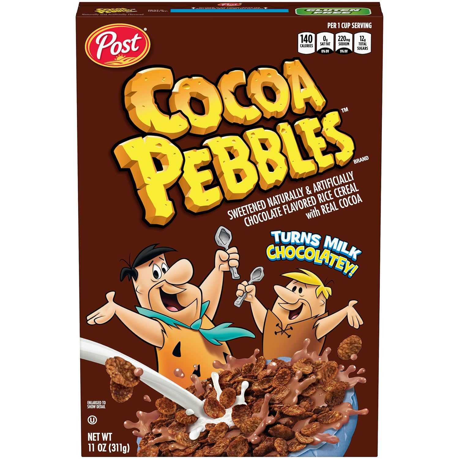 Pebbles Cocoa PEBBLES Cereal, Chocolatey Kids Cereal, Gluten Free Rice Cereal, 11 OZ Cereal Box