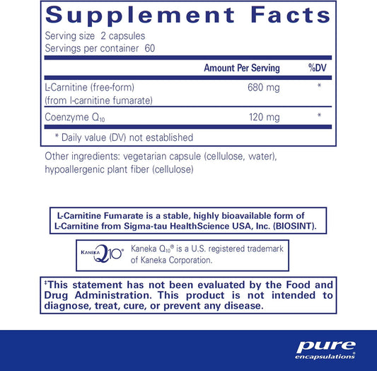 Pure Encapsulations Coq10 L-Carnitine Fumarate | Ultra-Charged Cardiovascular Support | 120 Capsules