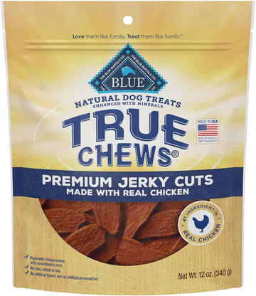 Blue Buffalo True Chews Premium Jerky Cuts Natural Dog Treats, Chicken 12 Oz Bag