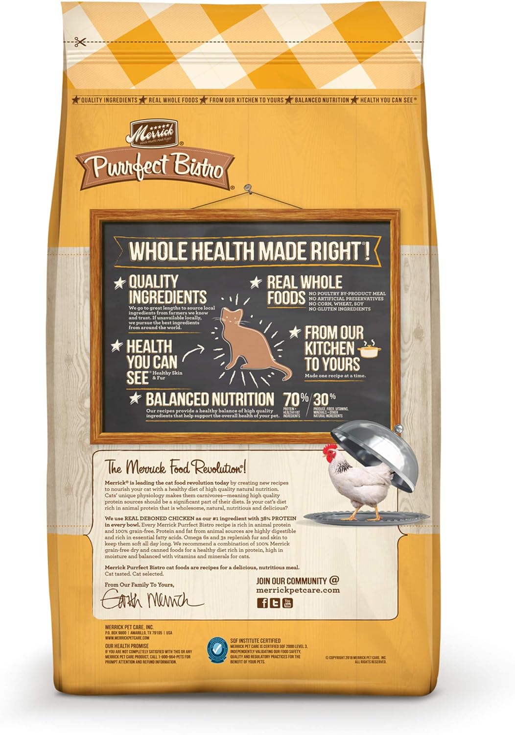 Merrick Purrfect Bistro Grain Free Natural Dry Cat Food For Adult Cats, Real Chicken And Sweet Potato Recipe - 7 lb. Bag : Pet Supplies