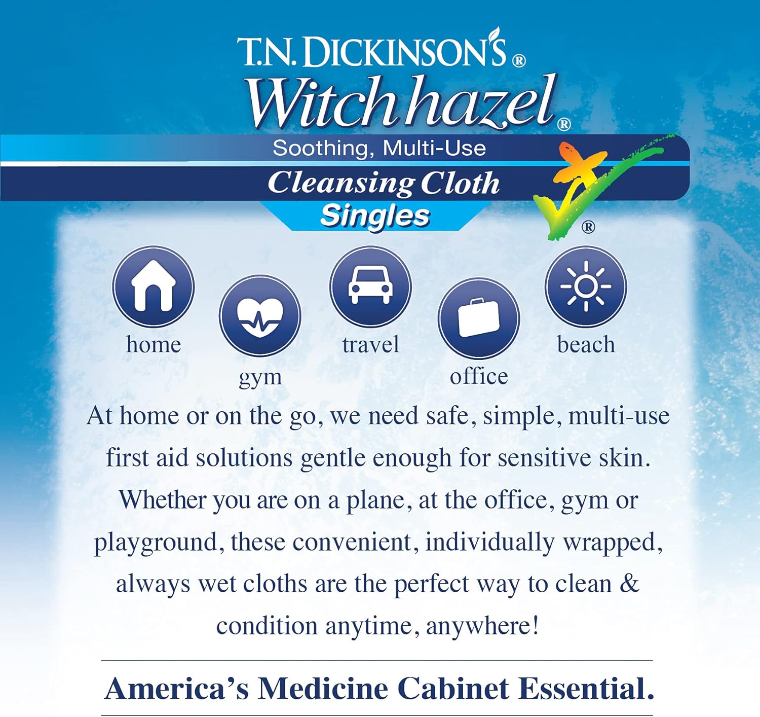 T.N. Dickinson's Witch Hazel On-The-go Multi-use Cleansing Cloth Towelette Singles, 14 Count : Beauty & Personal Care