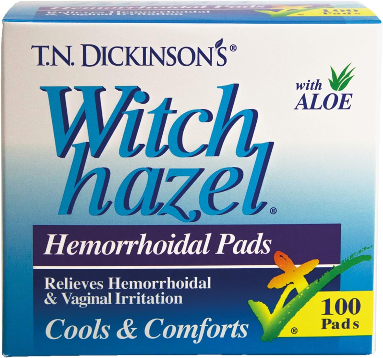 T.N. Dickinson's Hemorrhoidal Pads, Witch Hazel with Aloe, Clear, 100