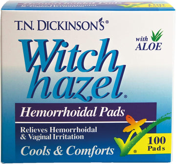 T.N. Dickinson'S Hemorrhoidal Pads, Witch Hazel With Aloe, Clear, 100 Count