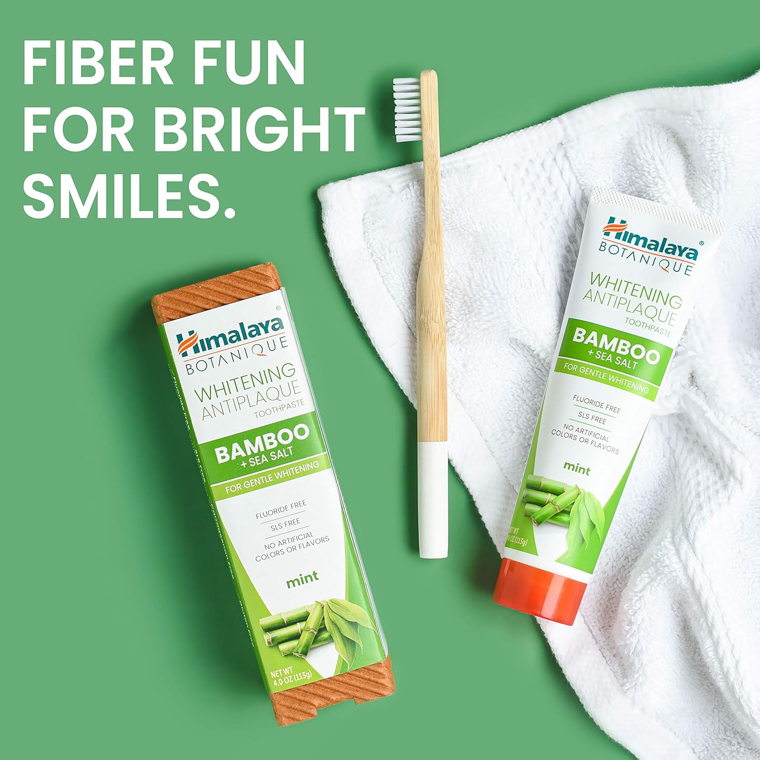 Himalaya Botanique Whitening Antiplaque Toothpaste with Bamboo + Sea Salt, Fluoride Free, for Gentle Whitening, 4 oz… : Health & Household