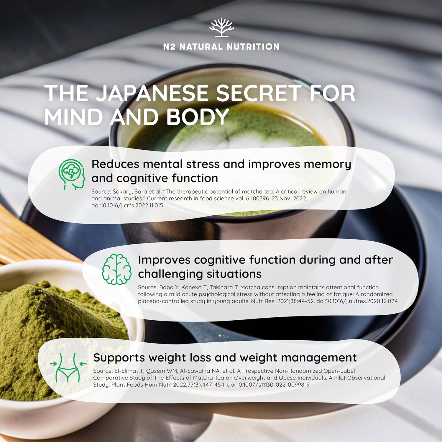 Imperial Ceremonial Grade Matcha Tea Powder + Magnesium Citrate, 100gr. Sourced from Uji, Japan, High dose, Vegan, Made in EU, Natural Energy and Focus, Detox superdrink. N2 Natural Nutrition : Amazon.co.uk: Grocery