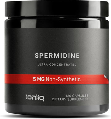 Toniiq Ultra Concentrated 500Mg Spermidine Supplements For Men And Women - Non-Synthetic Spermidine Standardized To No Less Than 1% Spermidine - 5Mg Spermidine Per Serving Rice Germ Extract