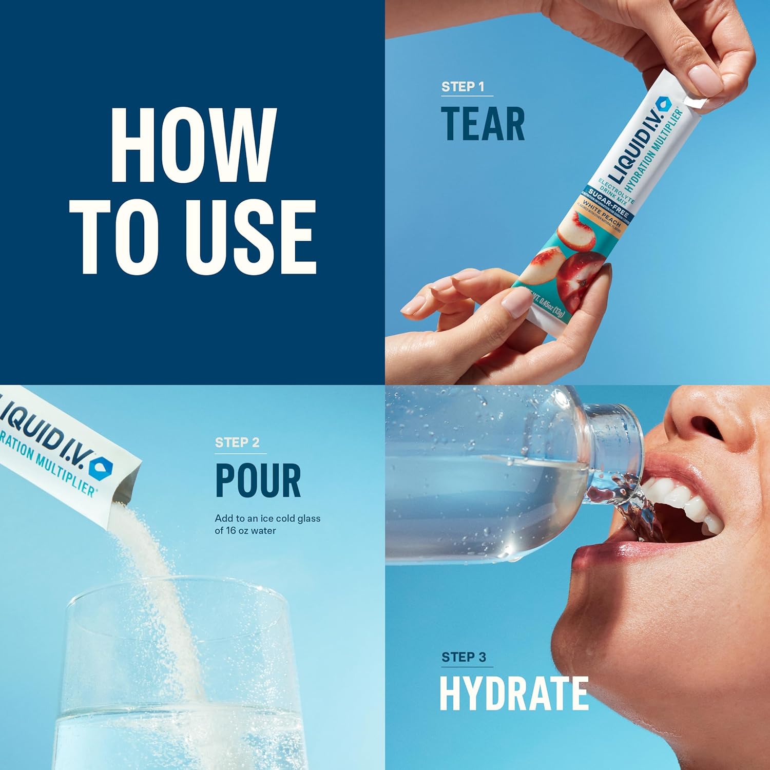 Liquid I.V.® Hydration Multiplier® Sugar-Free - Lemon Lime - Hydration Powder Packets | Electrolyte Powder Drink Mix | Convenient Single-Serving Sticks | Non-GMO | 14 Servings (Pack of 1) : Health & Household