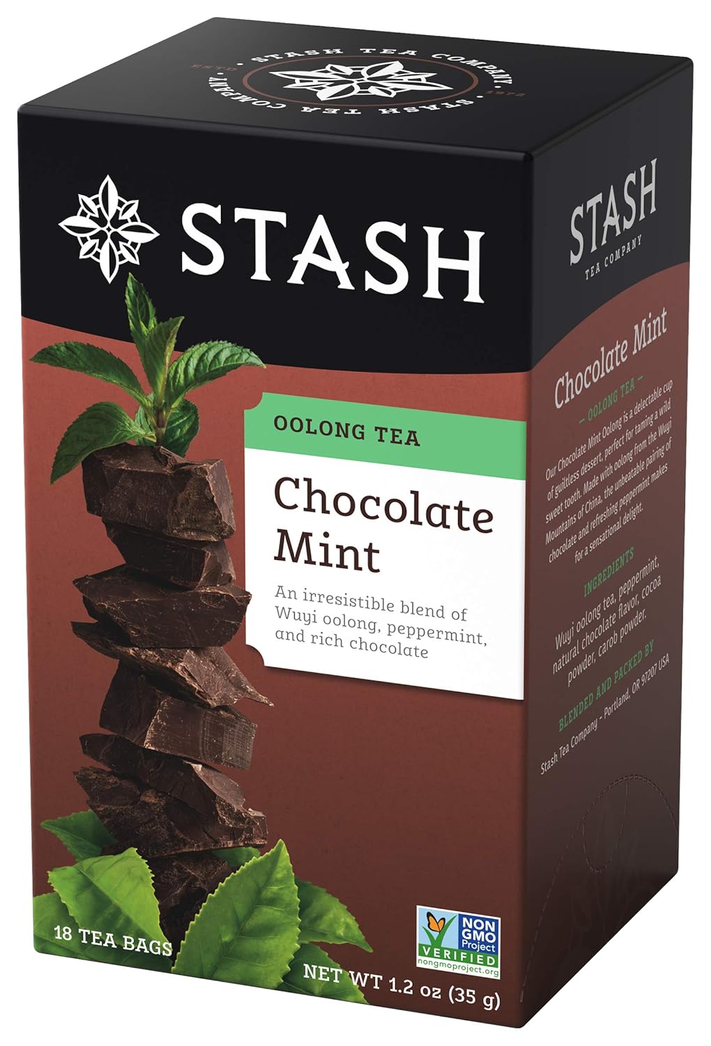 Stash Tea Chocolate Mint Wuyi Oolong Tea - Caffeinated, Non-Gmo Project Verified Premium Tea With No Artificial Ingredients, 18 Count (Pack Of 6) - 108 Bags Total