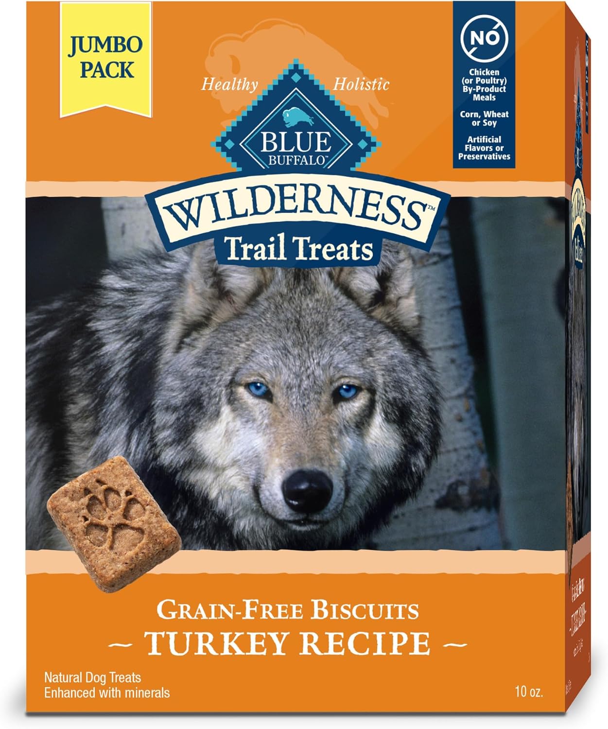 Blue Buffalo Wilderness Trail Treats High Protein Grain Free Dog Biscuits Crunchy Dog Treats, Turkey Recipe, 10-Oz Bag