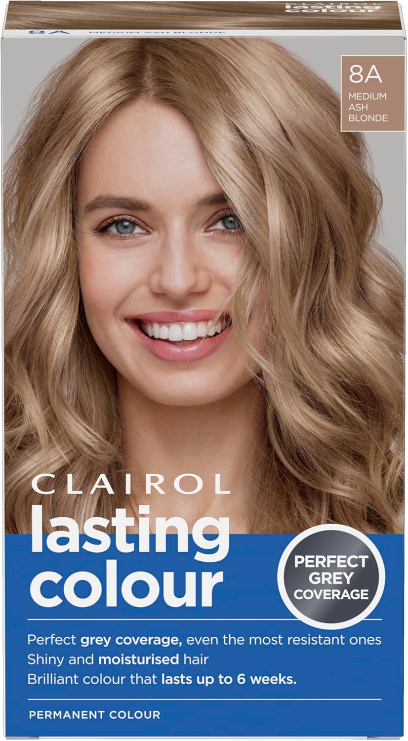 Clairol Lasting Colour Permanent Hair Dye | Ideal Grey Coverage | Shiny And Moisturised Hair | 8A Medium Ash Blonde (Pack Of 2)