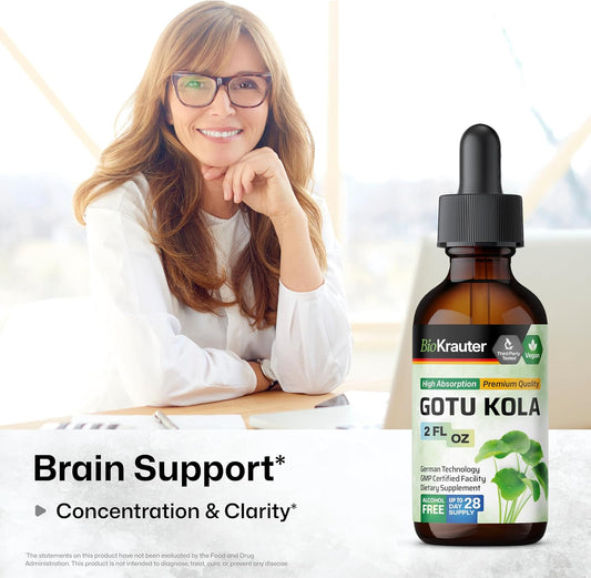 Bio Krauter Gotu Kola Tincture - Centella Asiatica Extract - Alcohol And Sugar Free Gotu Kola Extract - Vegan Drops 4 Fl.Oz