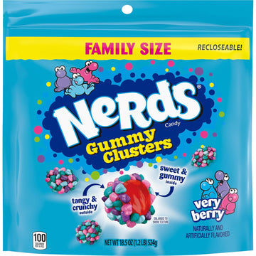 Nerds Gummy Clusters Candy, Very Berry, Resealable 18.5 Ounce Big Bag