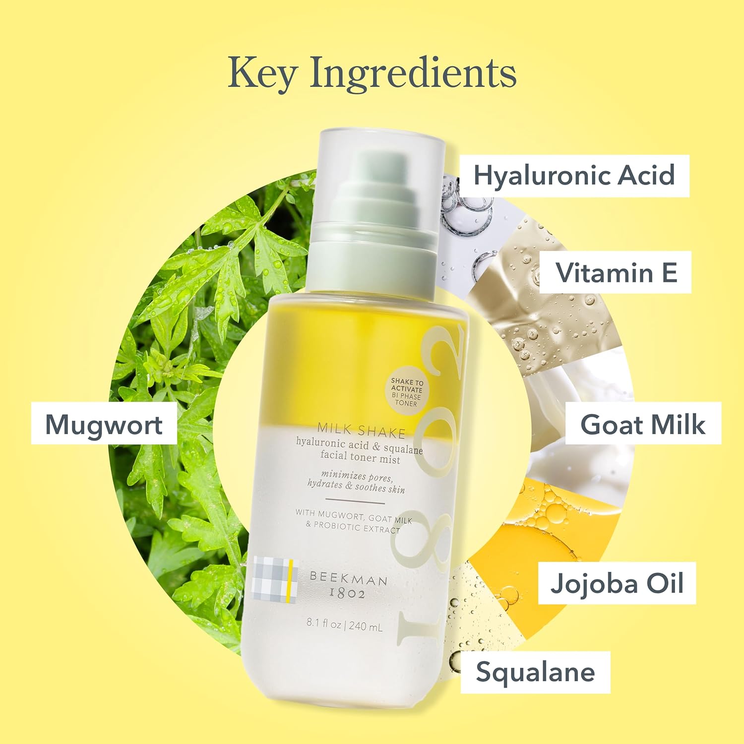 Beekman 1802 Milk Shake Hydrating Face Mist - Hyaluronic Acid & Squalane Facial Mist Minimizes Pores & Gently Moisturizes - Goat Milk Skin Toner Spray - Lightweight, Fragrance-Free Travel Toner : Beauty & Personal Care